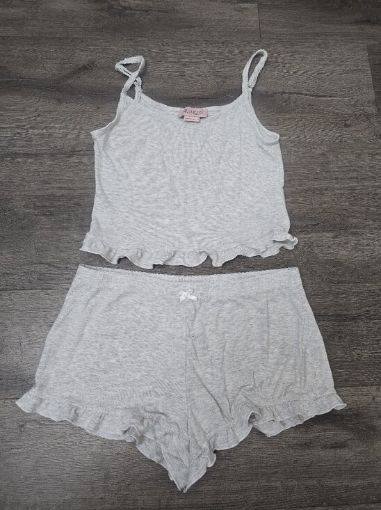 Paris Hilton Other - Paris Hilton Loungwear Set Grey Size Small Comfy Scalloped Hems Adjustable Strap